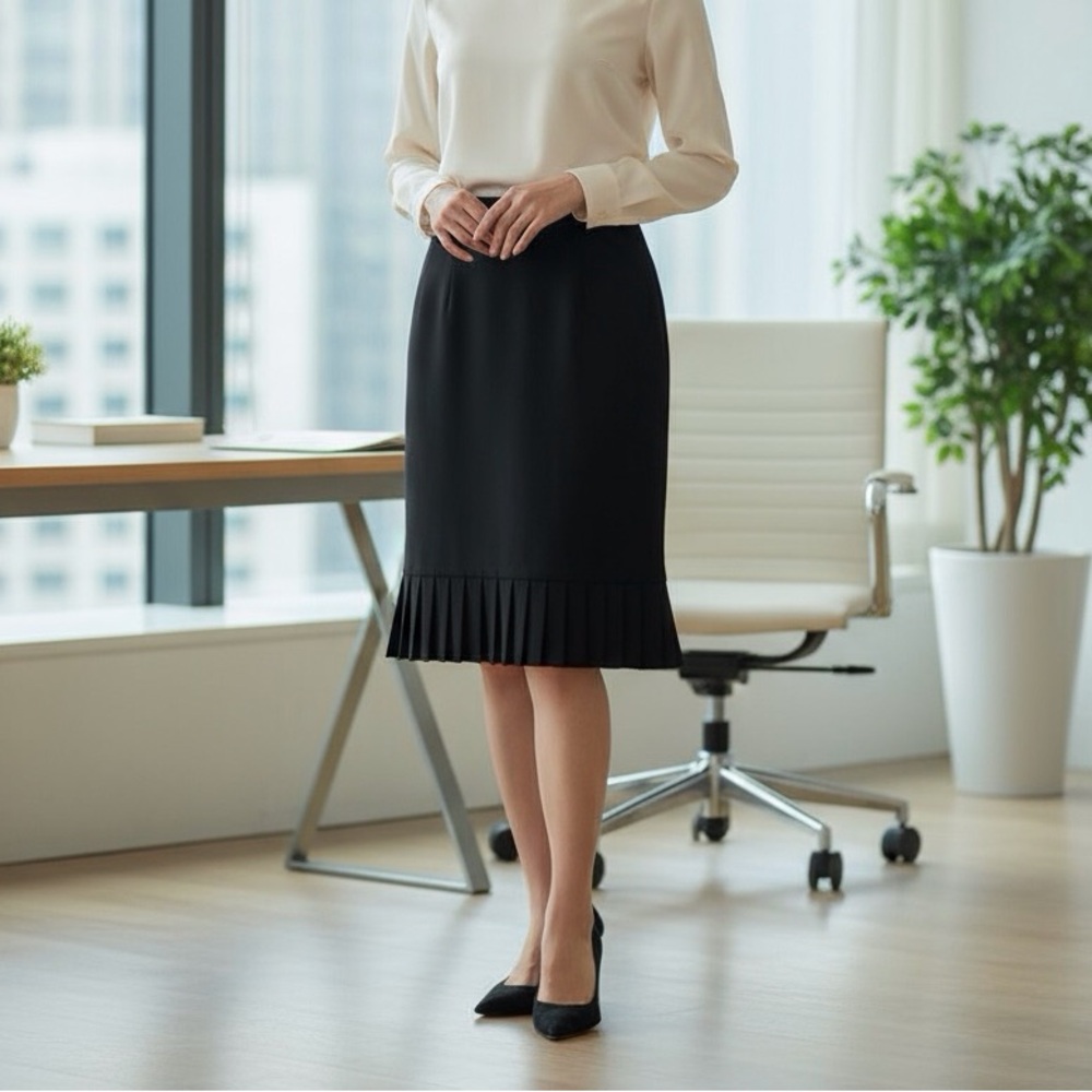 NWT Premise Studio Black Pleated Skirt S/4 Classic TimelessWork Career Lined 23”